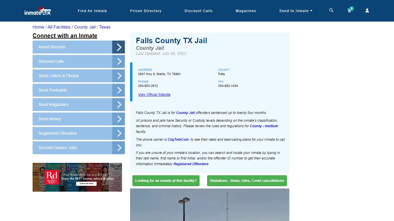 Falls County TX Jail - Inmate Locator - Marlin, TX